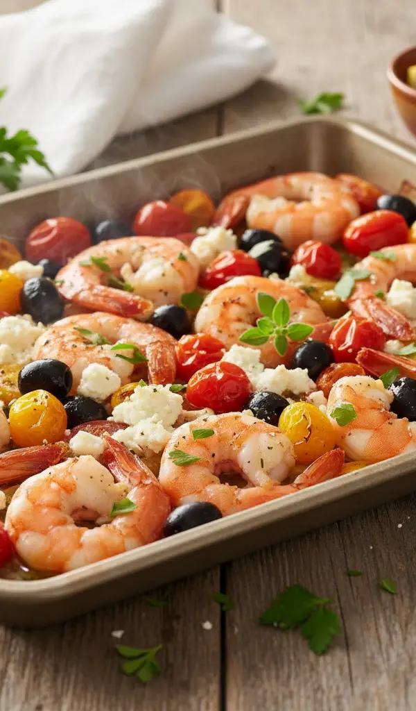 Sheet Pan Greek Shrimp Bake — Tomatoes recipe