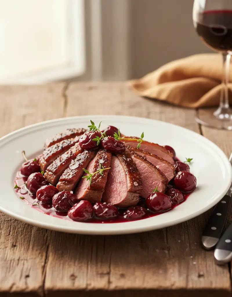 Pan-Seared Duck Breast with Cherry Redux