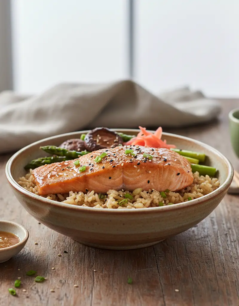 Japanese Miso Ginger Salmon Bowl