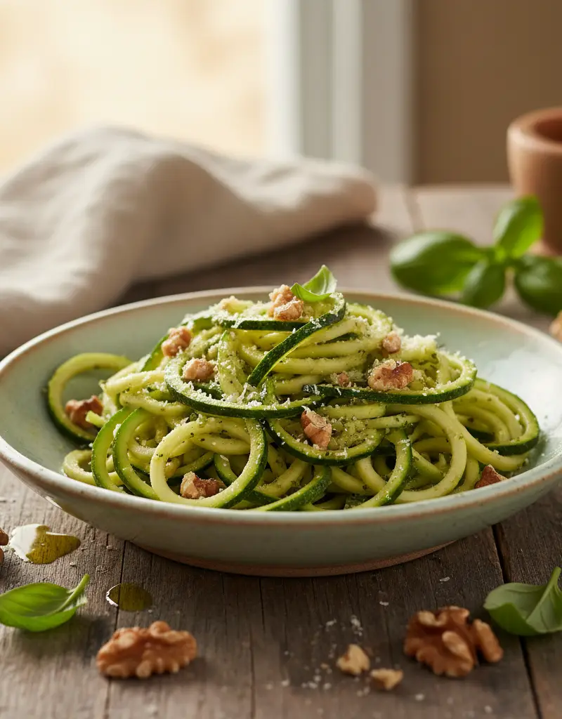 Zucchini Noodles with Walnut Pesto