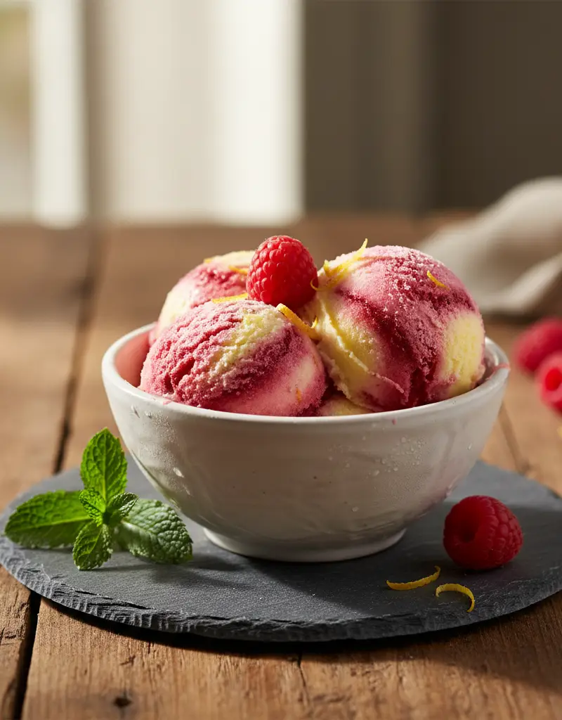 Quick Raspberry Lemon Sorbet