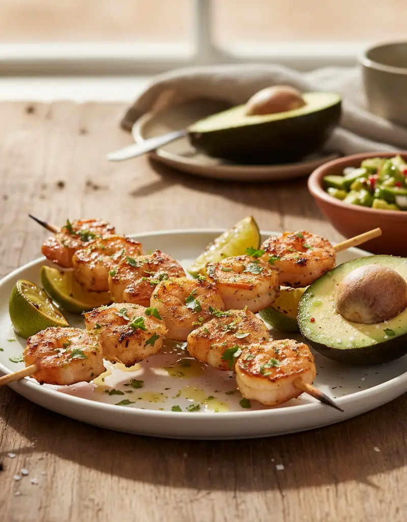 Mexican Lime & Cilantro Shrimp Skewers