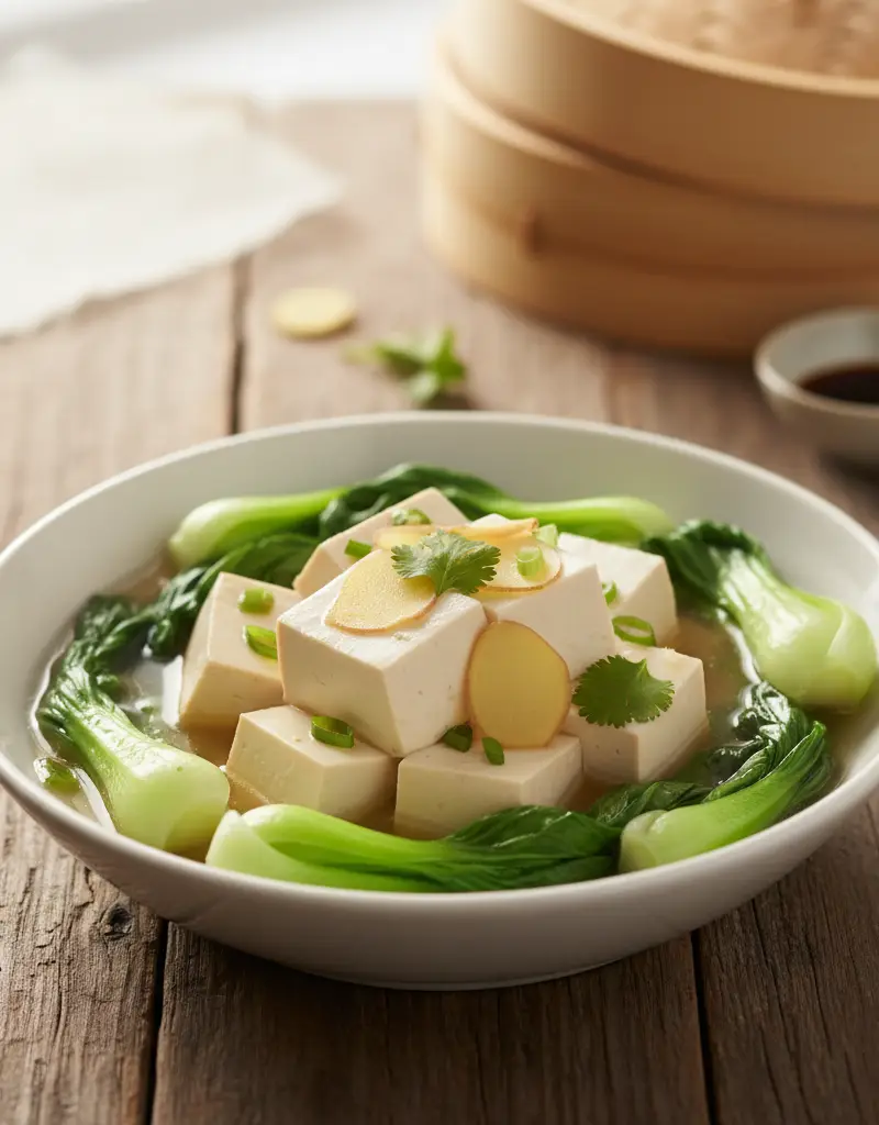 Steamed Ginger Tofu with Bok Choy