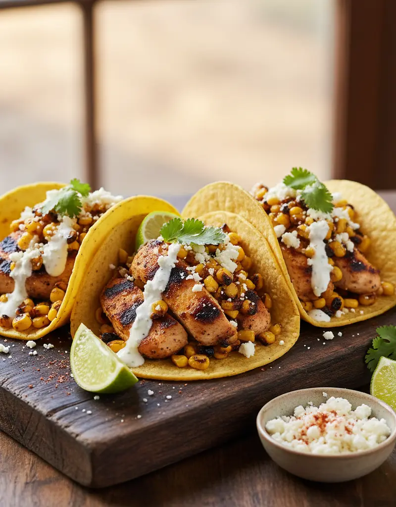 Mexican Street Corn Chicken Tacos