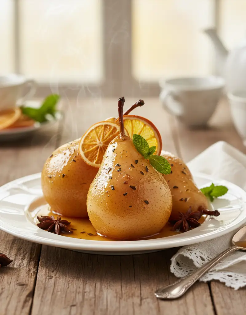 Earl Grey Infused Poached Pears