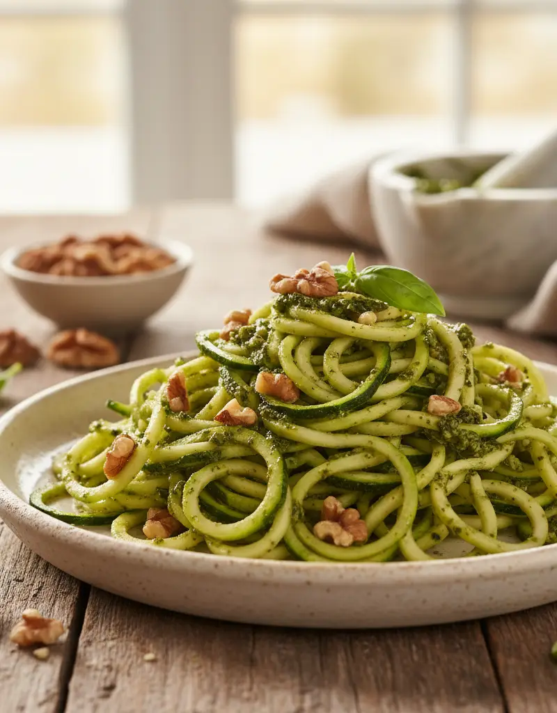 Zucchini Noodles with Walnut Pesto