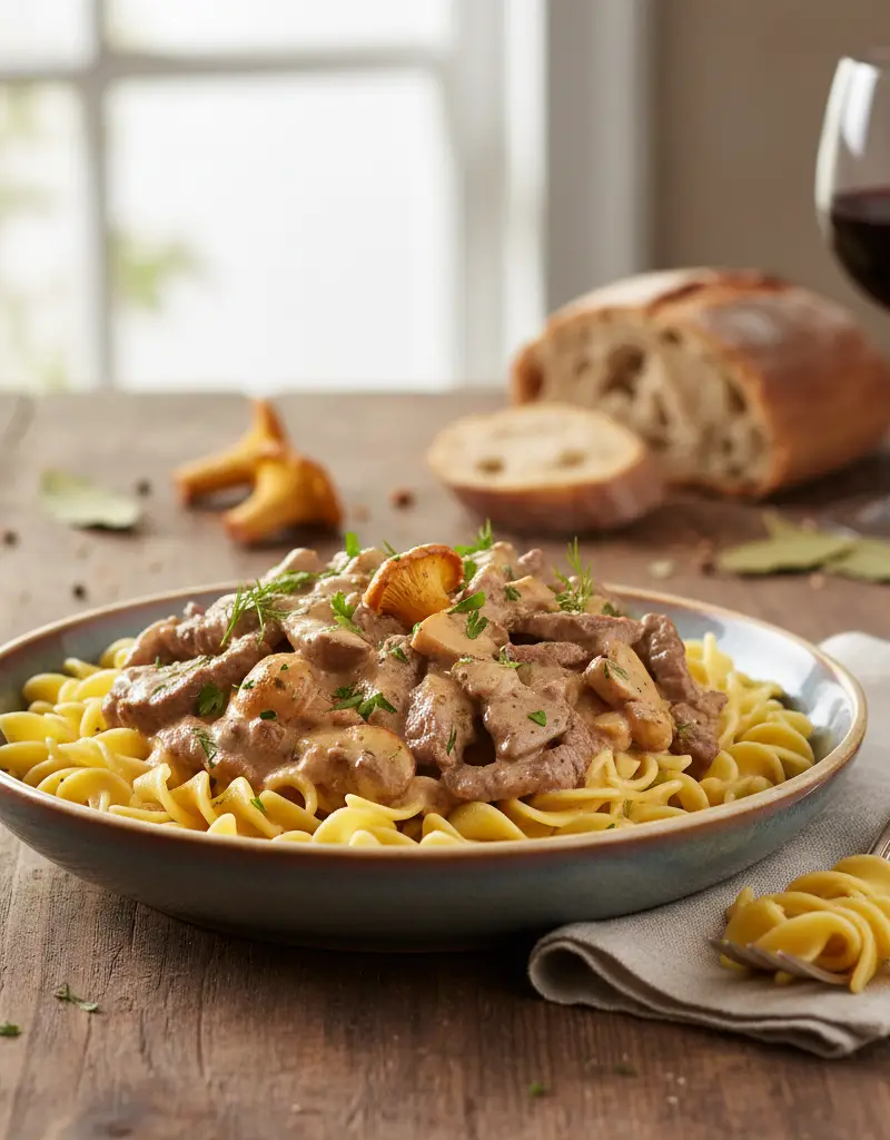 Beef Stroganoff with Wild Mushrooms