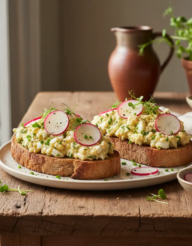 Egg Salad Tartines with Radish