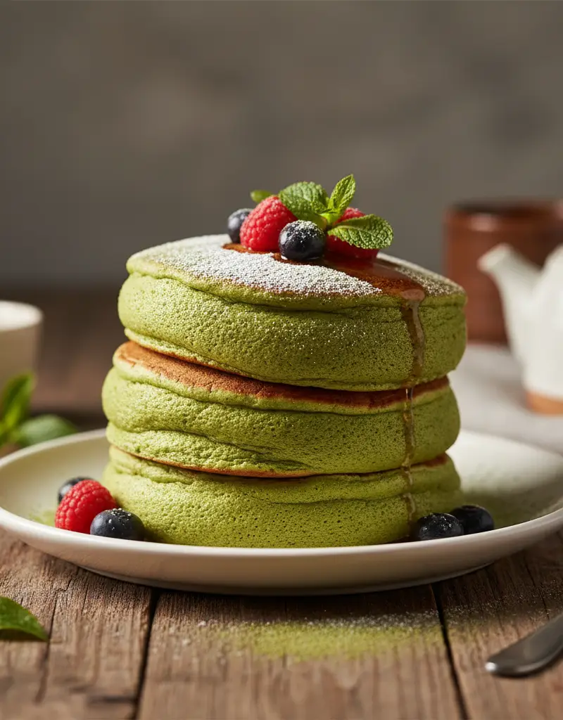 Japanese Matcha Soufflé Pancakes