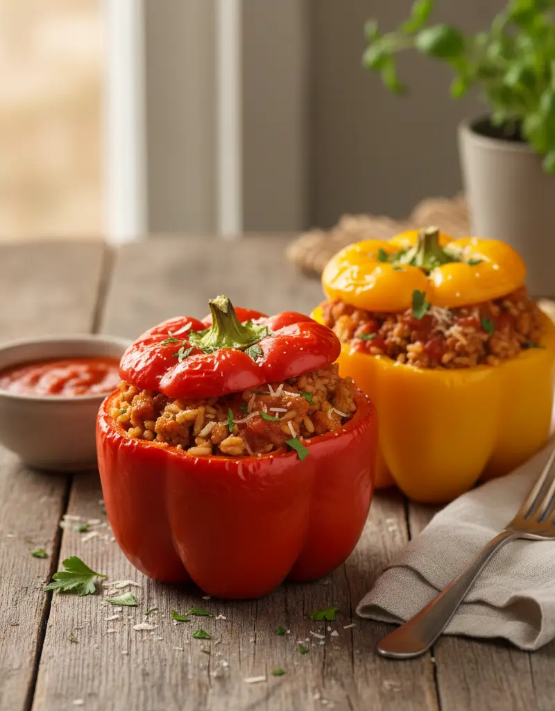 Stuffed Bell Peppers with Ground Turkey