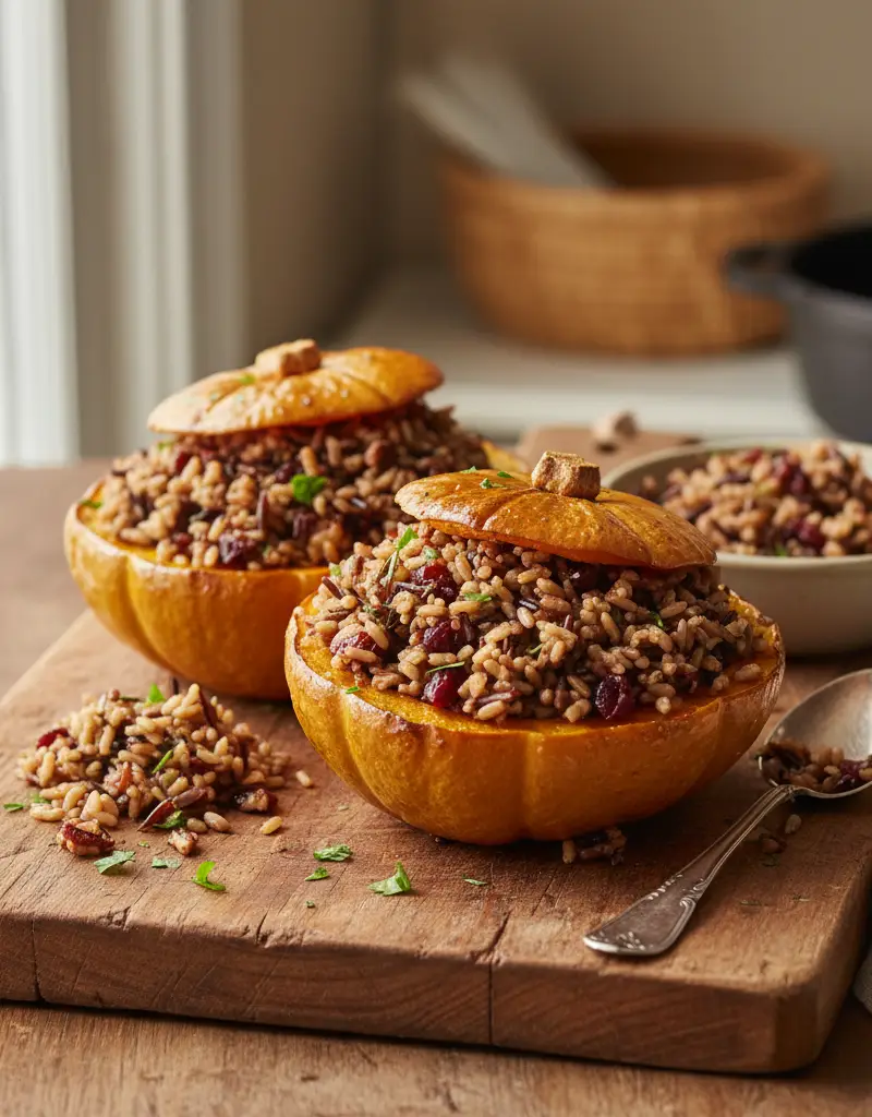 Stuffed Acorn Squash with Wild Rice