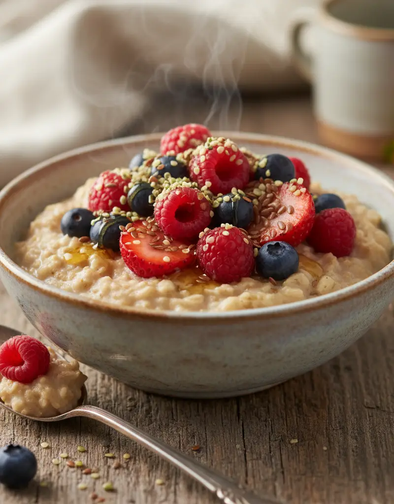Steel-Cut Oats with Berries and Hemp