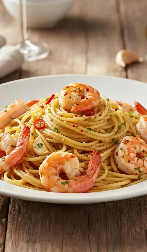 Aglio e Olio with Jumbo Shrimp — Shrimp recipe