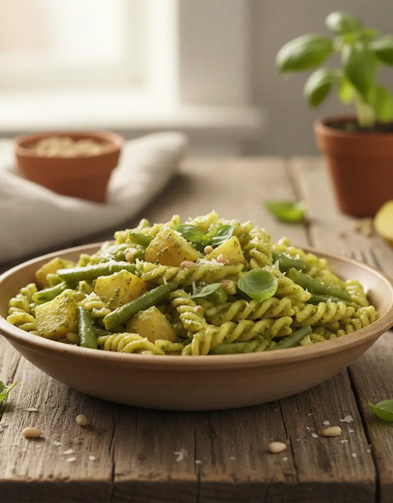 Pesto Genovese Pasta with Green Beans