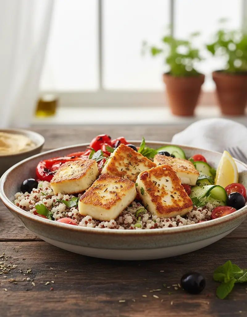 Crispy Halloumi & Quinoa Bowl