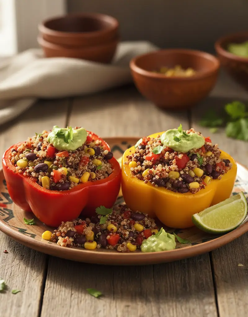Quinoa and Black Bean Stuffed Bell Peppers