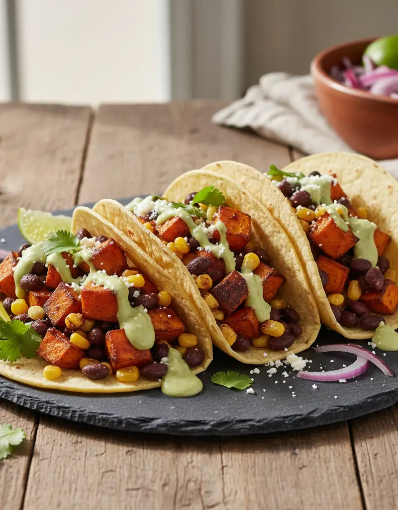 Roasted Sweet Potato and Black Bean Tacos