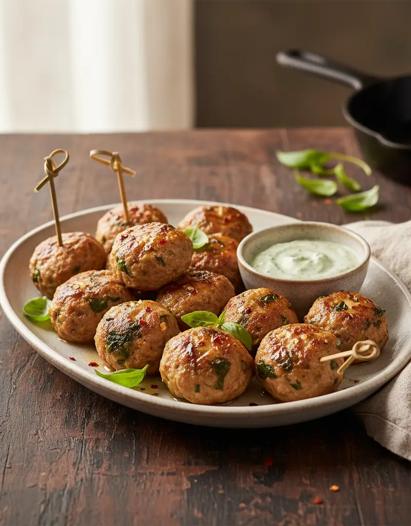 Baked Turkey and Spinach Turkey Meatballs