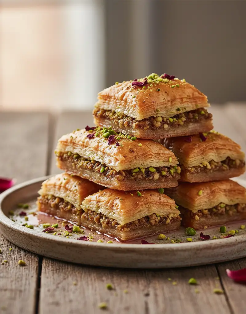 Rosewater and Pistachio Baklava