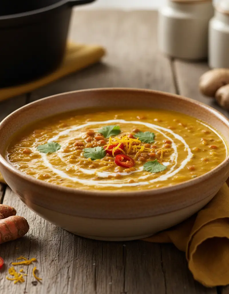 Turmeric Ginger Red Lentil Soup