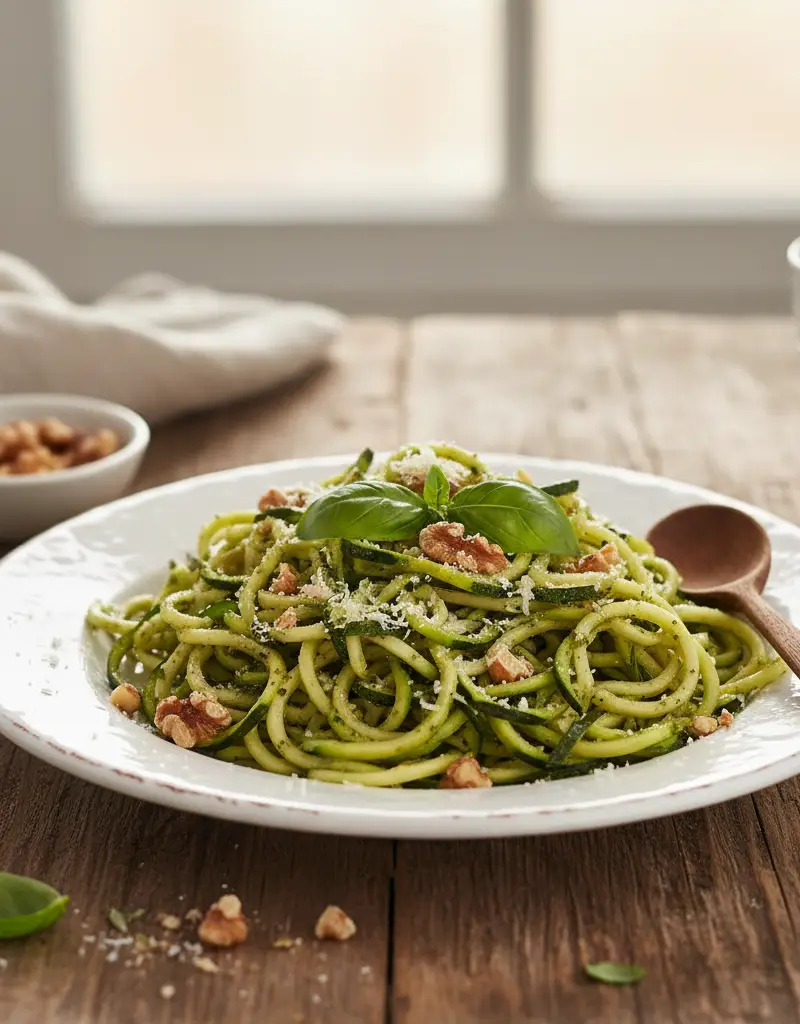 Zucchini Noodles with Walnut Pesto