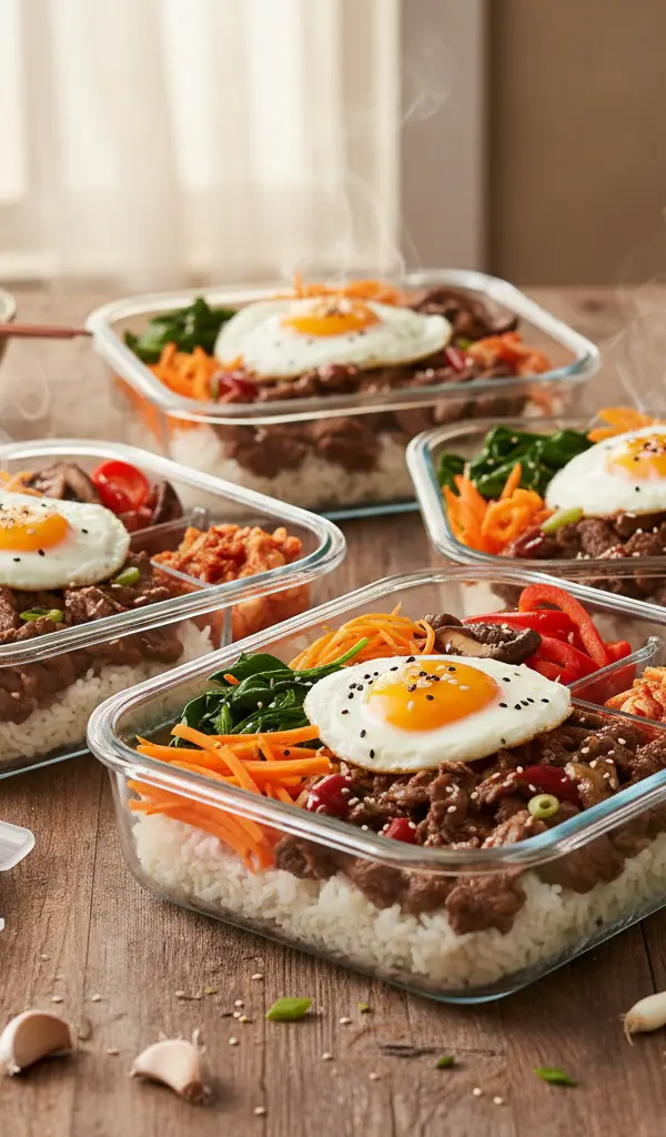 Korean Beef Bibimbap Meal Prep — Eggs recipe
