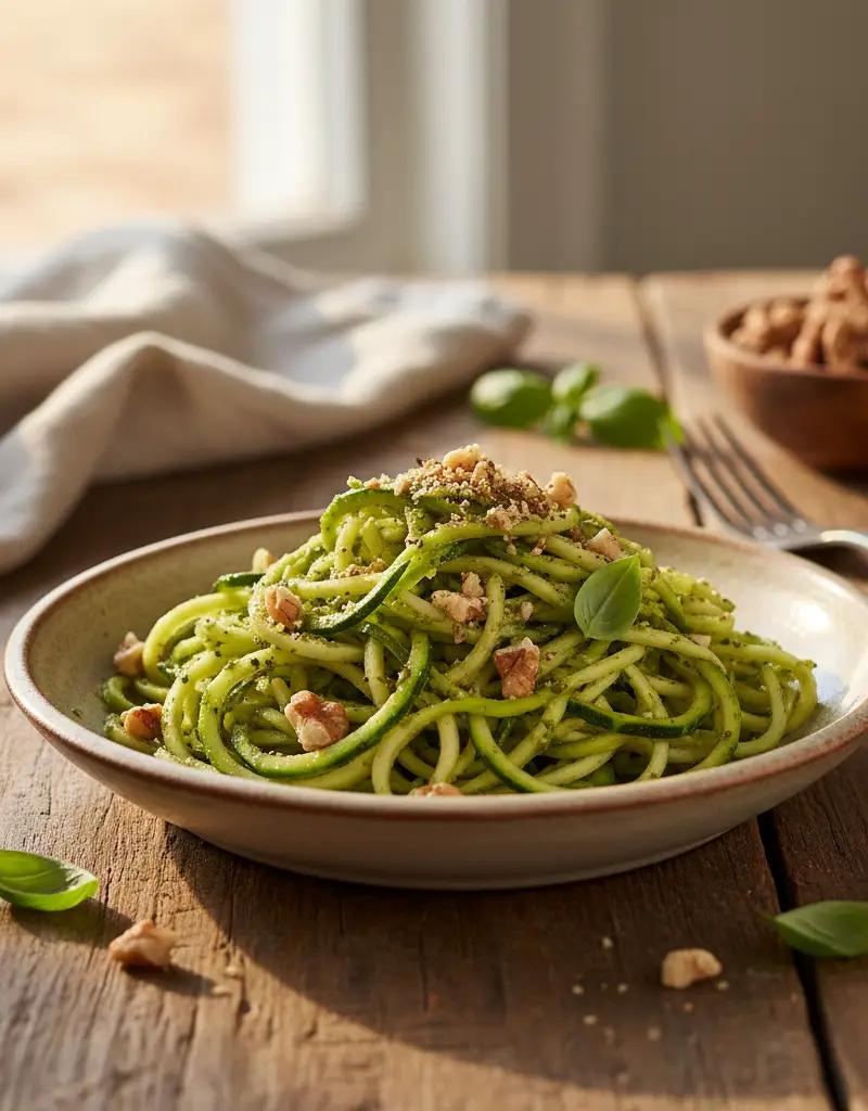 Zucchini Noodles with Walnut Pesto