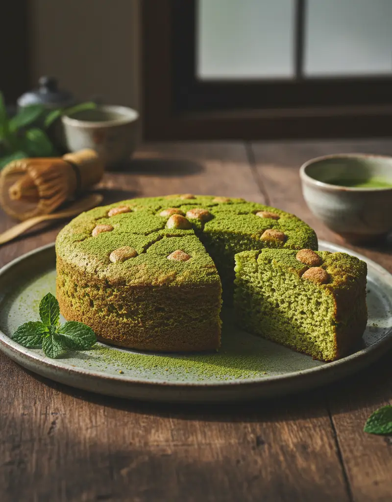 Japanese Matcha Mochi Cake