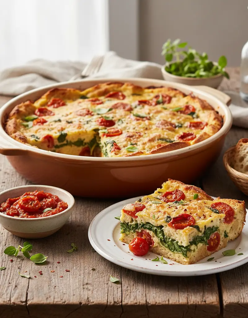 Slow-Roasted Tomato and Spinach Strata