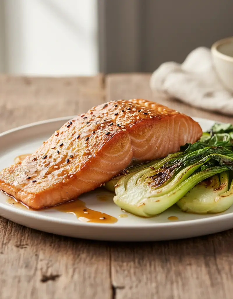 Crispy Skin Salmon with Miso Glaze