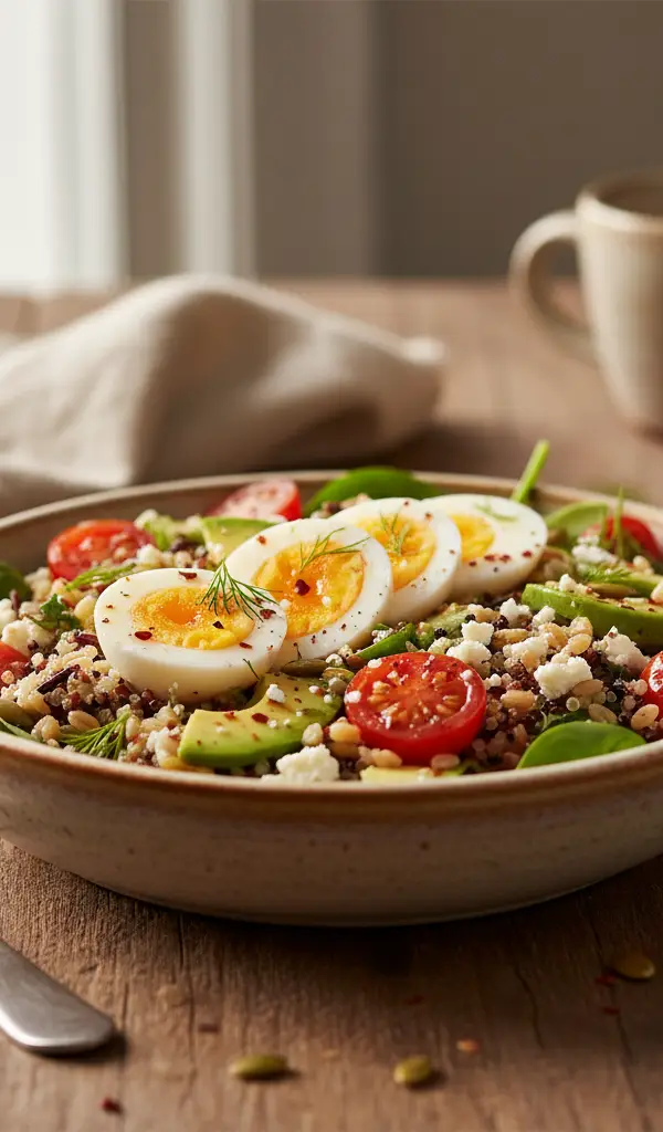 Hard-Boiled Egg and Grains Breakfast Salad — Eggs recipe