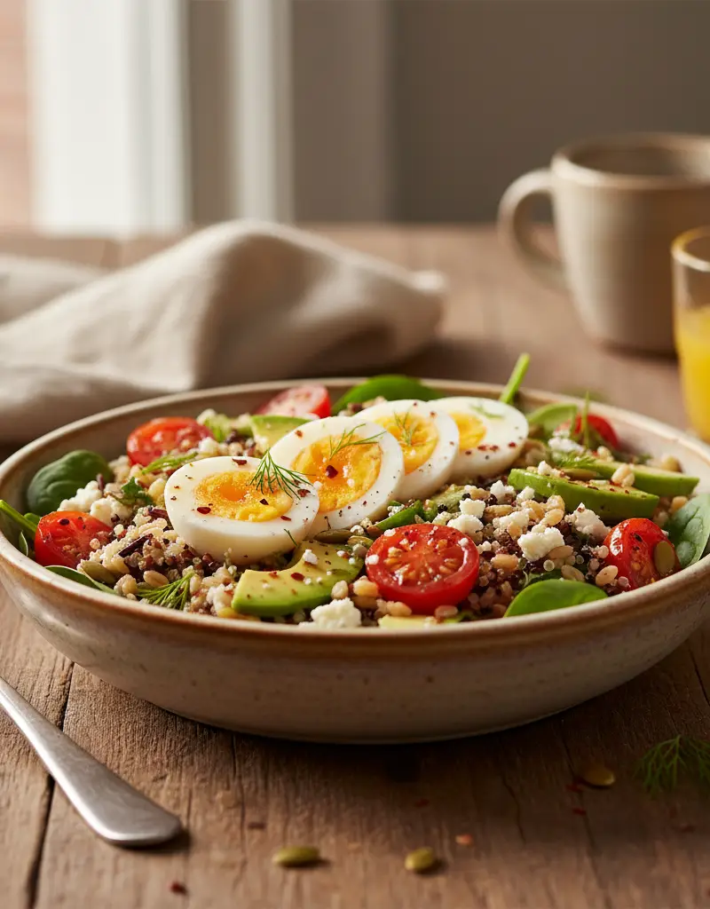 Hard-Boiled Egg and Grains Breakfast Salad