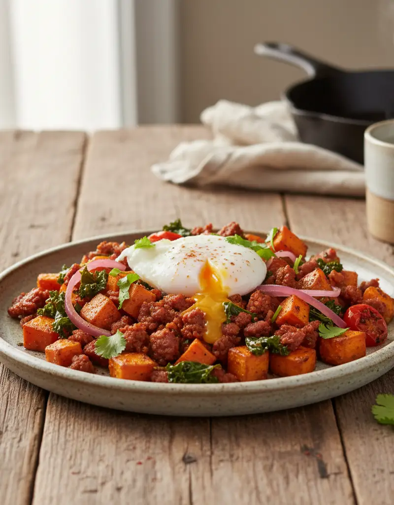 Sweet Potato and Chorizo Hash